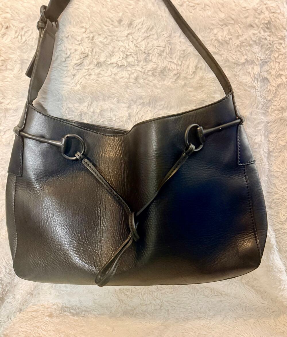 Authentic Vintage Gucci Black Leather Hobo Shoulder + COA
